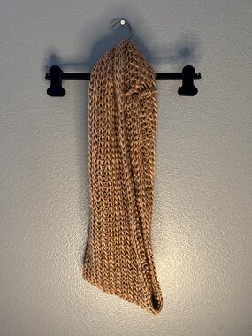 Chunky Knit Scarf in Camel Brown/ GREEN shade